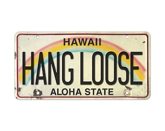 6in x 12in Vintage Hawaiian Embossed License Plate - Hang Loose