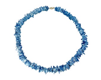 Hawaiian Jewelry Handmade 16" Ocean Blue Chip Shell Choker Necklace from Maui, Hawaii