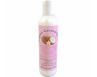 Organic Virgin Coconut Oil Pure-Cold Pressed 6oz. Plumeria Scent for Skin and Hair from Maui, Hawaii
