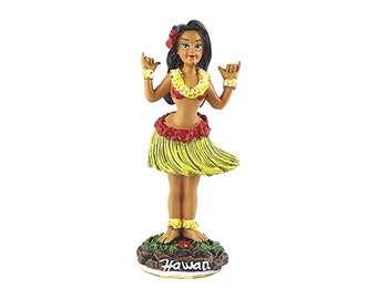 Hawaiian Dashboard Wiggling 4" Hula Girl Doll Shaka Sign Hawaii Collectible