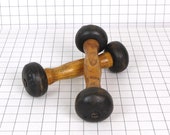 Vintage wooden cast iron dumbbells, antique cast iron and wood dumbbell, vintage barbell, French retro cast iron and wooden 500g dumbbell