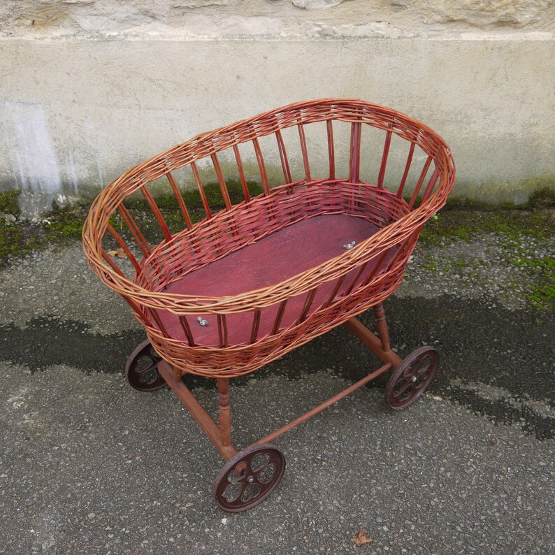 Vintage Wicker Doll Pram Wicker Baby Basket for Dolls French Etsy