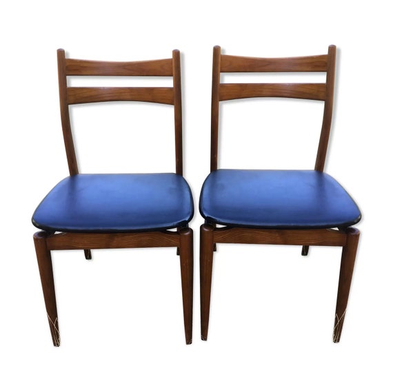 Two French Vintage Wooden Chairs Two Scandinavian Style Etsy