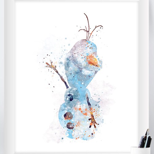 olaf art print watercolor print olaf printable frozen etsy