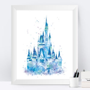 Cinderella Schloss Aquarell Druck Prinzessin Schloss Disney Etsy