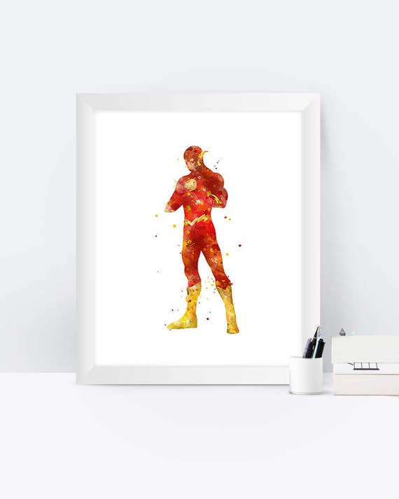 Flash Print The Flash Poster Watercolor Superhero Wall Art Justice League Printables Marvel Nursery Kids Bedroom Decor Instant Download