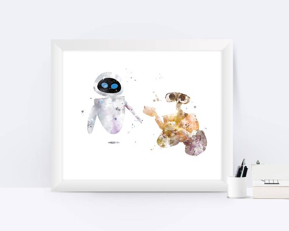 Disney Wall-E and EVE Watercolor Printable Pixar poster pixar art ...