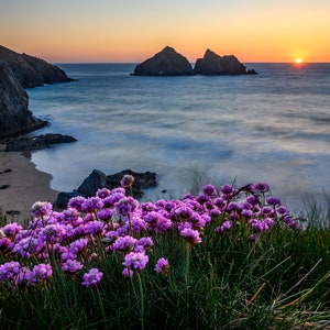 Holywell Bay Sunset Photographic Print