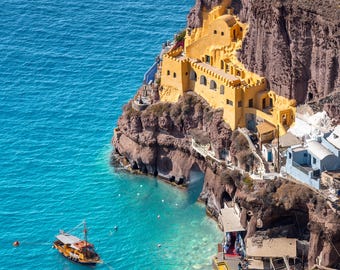 The Old Port of Fira Santorini Photography Print