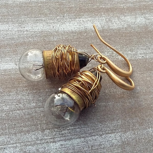 Steampunk-Ohrhänger bronze gold " Little Bulbs "