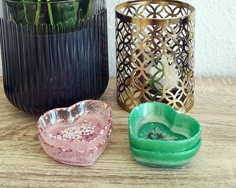 Ready to ship - selection: 2 small bowls ring bowl jewelry bowl "Little Hearts" pink glitter green butterflies