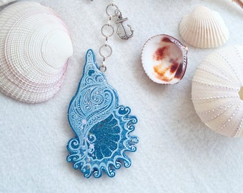 Ready to ship - Keychain "Magic Shell" petrol blue silver