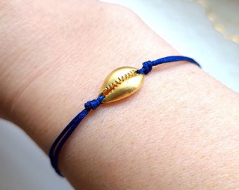 Scelta del colore: braccialetto Macrame placcato in oro o argentato "shell beach" turchese verde mare blu scuro blu navy