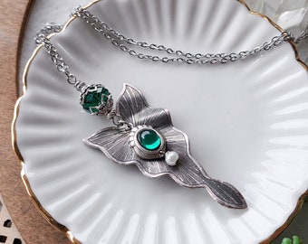 Collana in argento "Galadriel's Dream" verde smeraldo