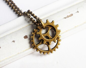 Halskette bronze "Gear Wheel" Steampunk