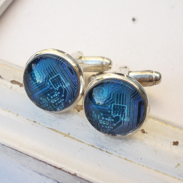 Cufflinks silver "Platine I" black blue - with cabochons with motif selection