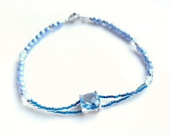 Pearl bracelet silver plated "Magic Water" blue light blue pastel water blue silver