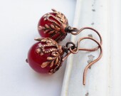 Earrings copper quot cherry princess quot dark red
