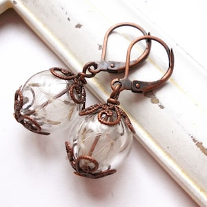 Choice of colors: Earrings copper / bronze / silver / gold / rose gold "Dandelion" white clear
