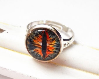 Ring silber "Drachenauge" grau blau orange