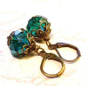 Earrings bronze Holde Maid emerald turquoise emerald green image 2