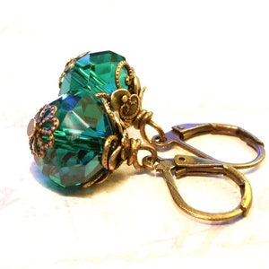 Earrings bronze Holde Maid emerald turquoise emerald green image 3
