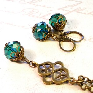 Earrings bronze Holde Maid emerald turquoise emerald green image 4