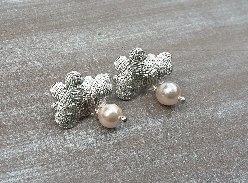 Studs silver-plated Ros\u00e9w\u00f6lkchen ros\u00e9 mother-of-pearl