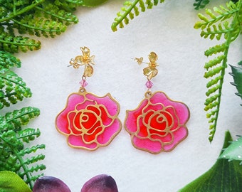 Ohrringe gold " Summer Rose " pink rot rosa