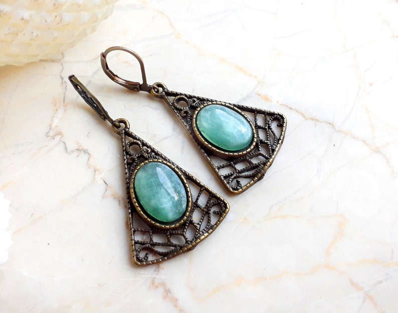 Earrings bronze Lord of the Forest green moss green