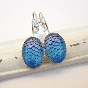 Earrings silver "dragon egg" ice blue turquoise blue