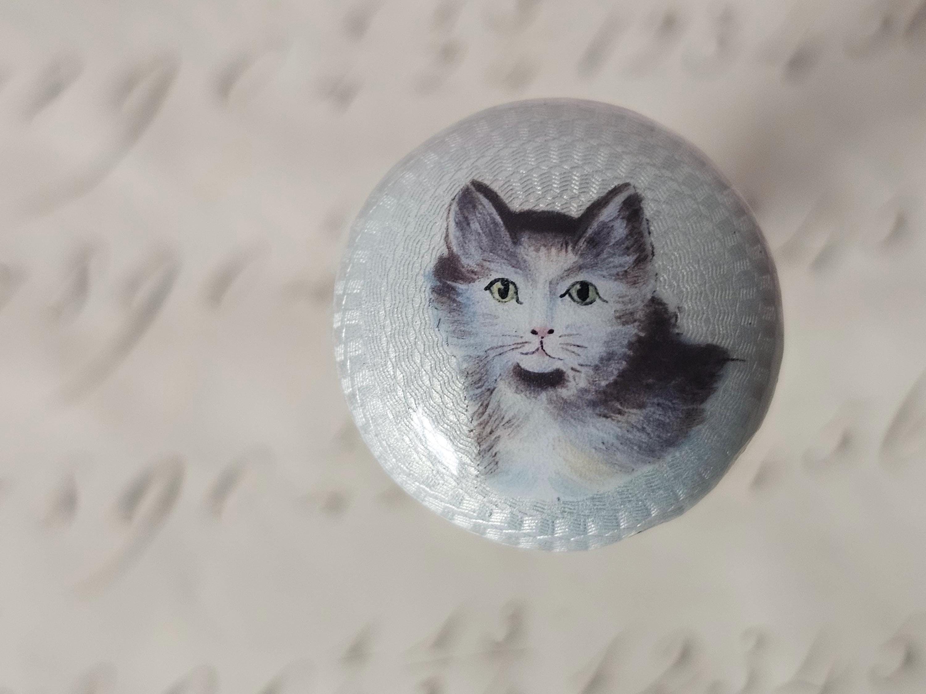 Silver Guilloche Cat Desk Seal - Etsy