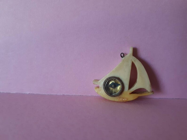 Tiny Compass Ship Charm and Bone Fish Counters