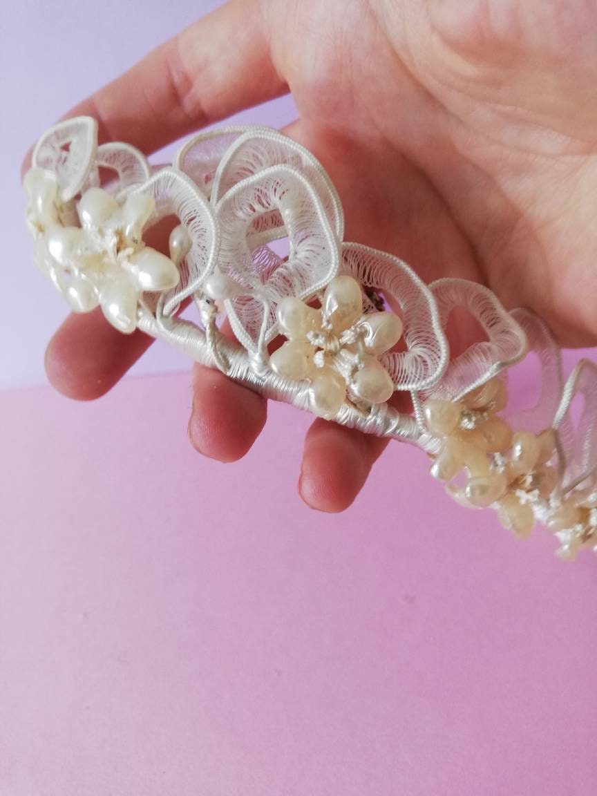 Antique Wax Floral Wedding Tiara Wreath Etsy