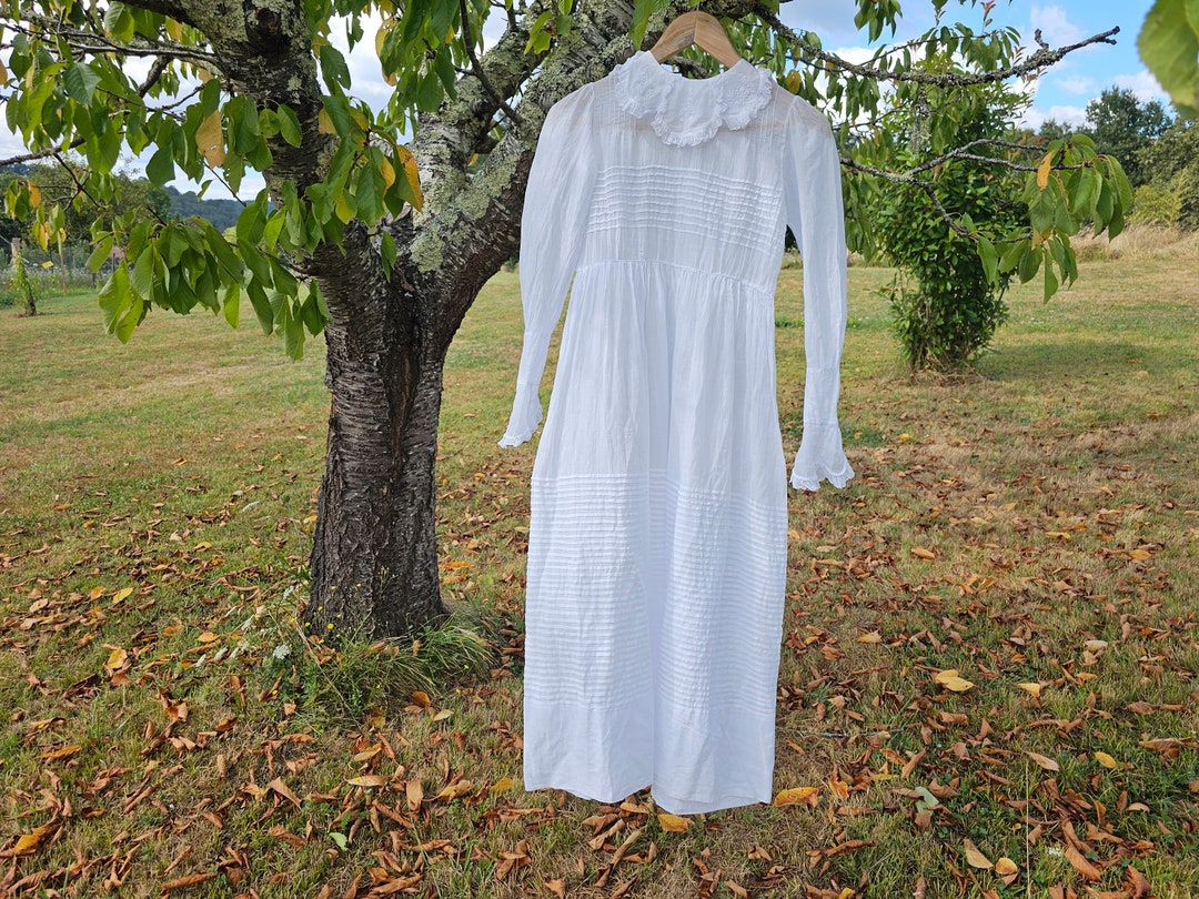Draped Shirt Dress in Antique White