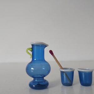 Miniature Blown Glass Jug and Glasses