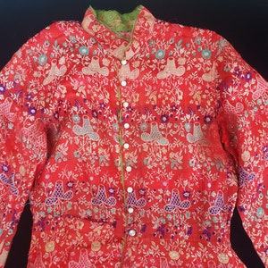 Antique Chinese Polychrome Woven Jin Silk Jacket