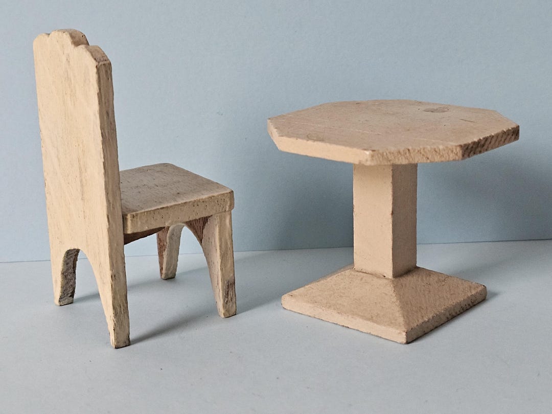 Antique Miniature Table and Chair - Etsy