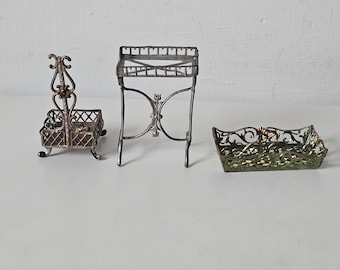 Antique Soft Metal Dolls House Planter Stand or Cutlery Tray