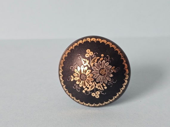 Antique Inlaid Gold and Silver Brooch - image 1