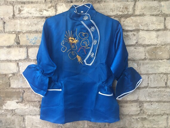1940s Embroidered Satin Lounge Suit Singapore Souv