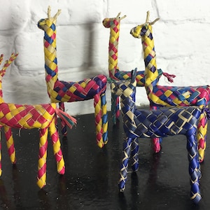 Mexican Palm Woven Animal Rattles Giraffe Donkey Stag