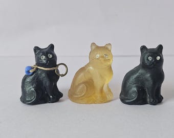 Victorian Black Cat Pressed Glass Cracker Charm - Rare Lucky Fob