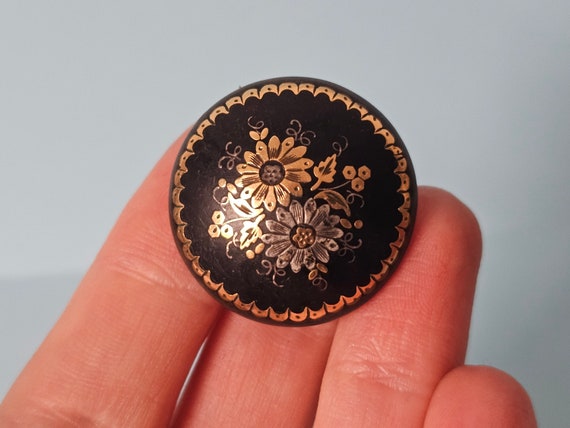 Antique Inlaid Gold and Silver Brooch - image 7