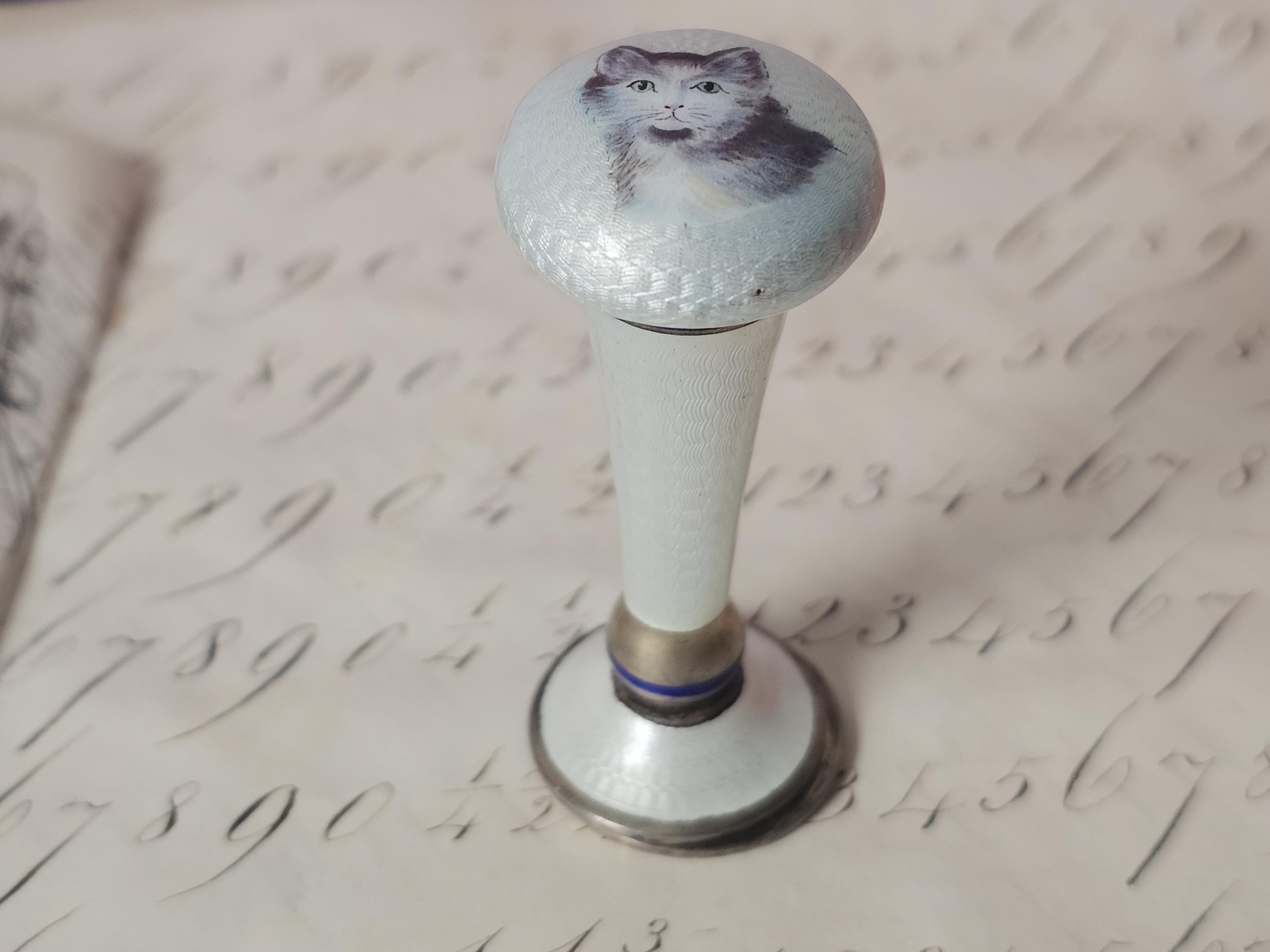Silver Guilloche Cat Desk Seal - Etsy