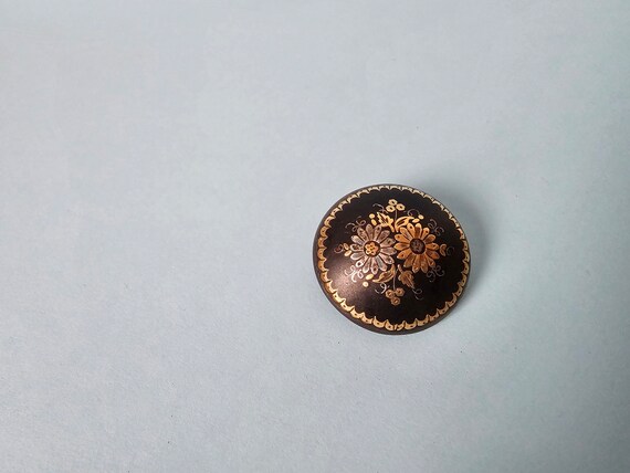 Antique Inlaid Gold and Silver Brooch - image 5
