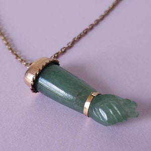 Jade and Gold Figa Pendant on Chain