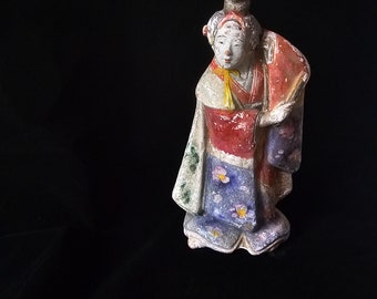 希少なアンティークの稲畑福助土人形 – 繁栄を願う日本の伝統的な