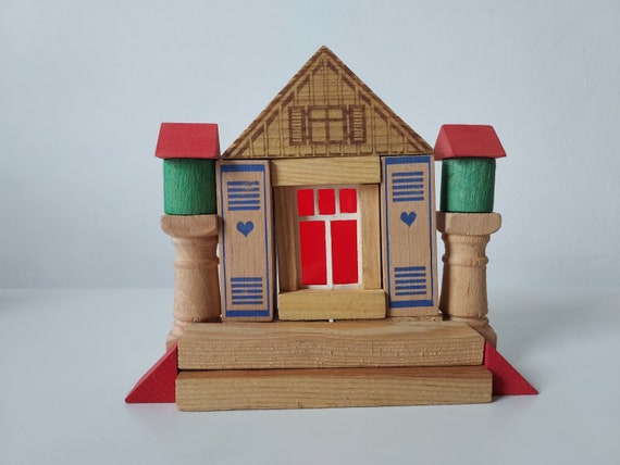 Vintage Wooden Building Block Set - Etsy