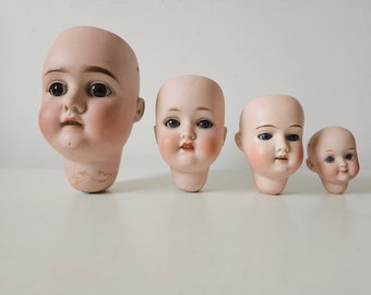 Antique Doll Heads Glass Eyes